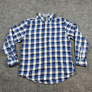Tommy Hilfiger Shirt Mens Medium White Blue Classic Fit Checkered Button Down